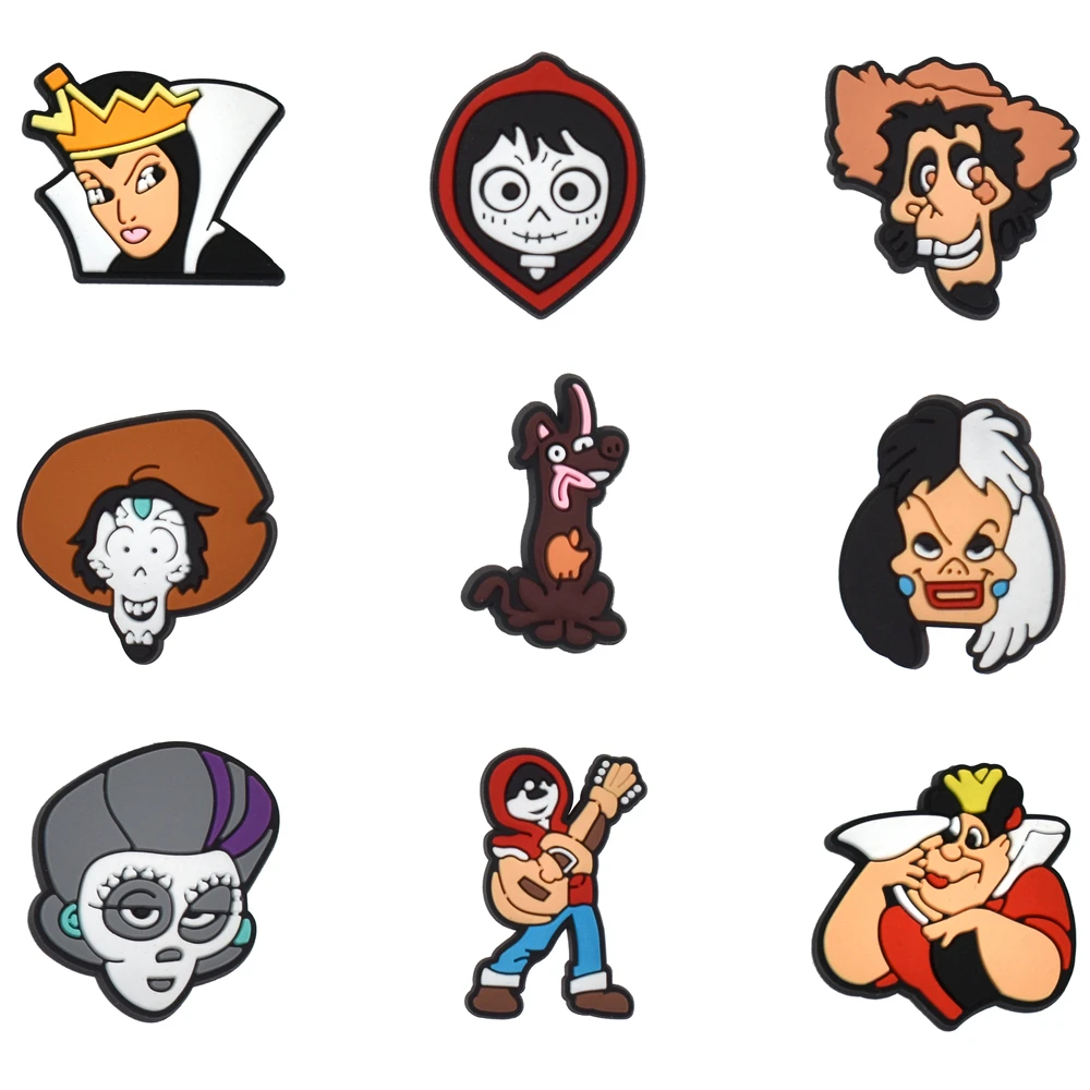 

1-9pcs Cartoon Coco Shoe Charms PVC Accessories DIY Clog Sandal Gaeden Shoe Decoration Buckle For Kids X-mas Gifts