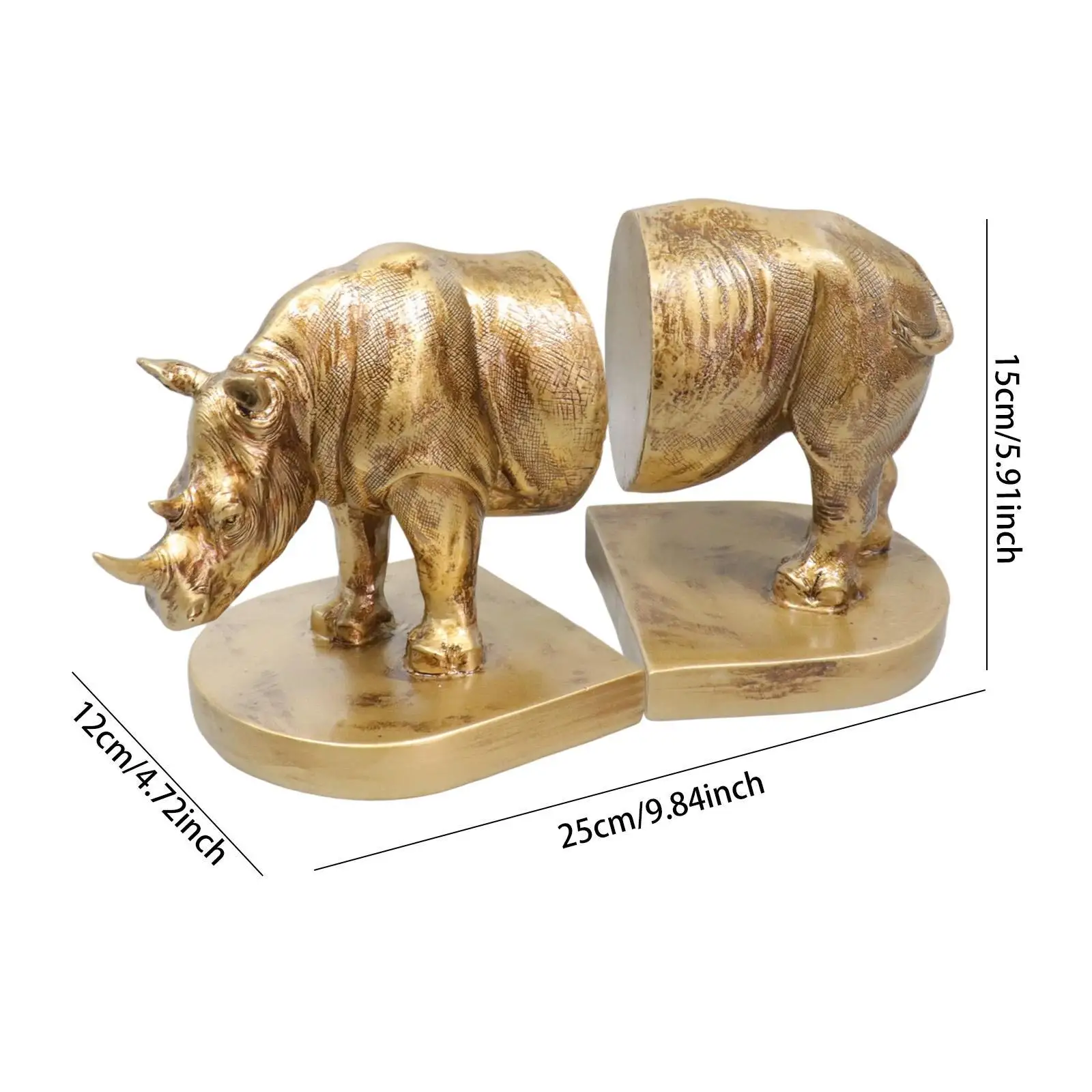 2x Decorative Bookends Book Stand Multifunctional Functional Rhino Statues Rhino Bookends for Coffee Tables Living Room