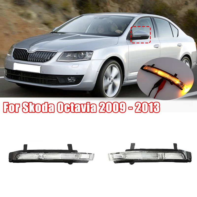 For-Skoda-Octavia-2009-2013-Side-Rearview-Mirror-LED-Turn-Signals-Light ...