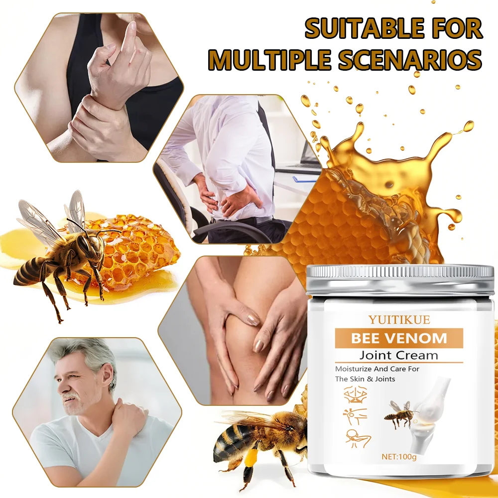 Bee Venom Joint Cream - Hypoallergenic Soothing Moisturizing Lotion with Honey and Collagen Fresh Scent for All Skin Types