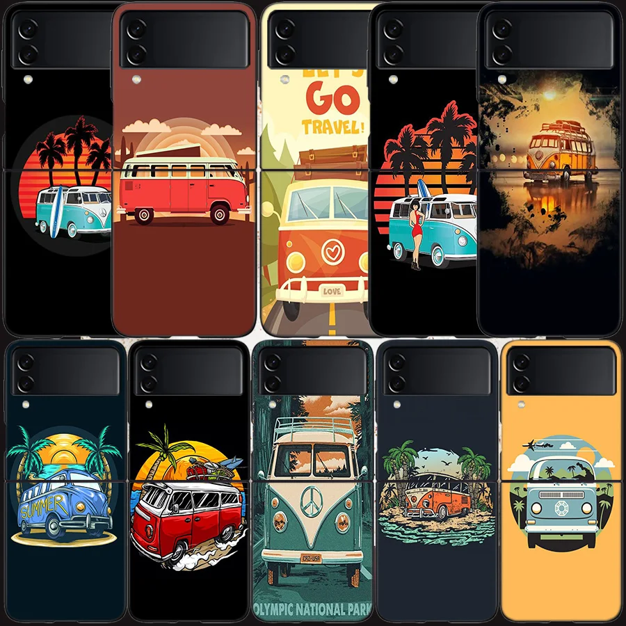 Custodia Per Furgone Da Viaggio Estiva All'Estero Per Samsung Galaxy Z Flip 3 Flip 5 4 5G Cover Rigida Nera Per Cellulare Samsung Z Flip 5 5G Luxury P