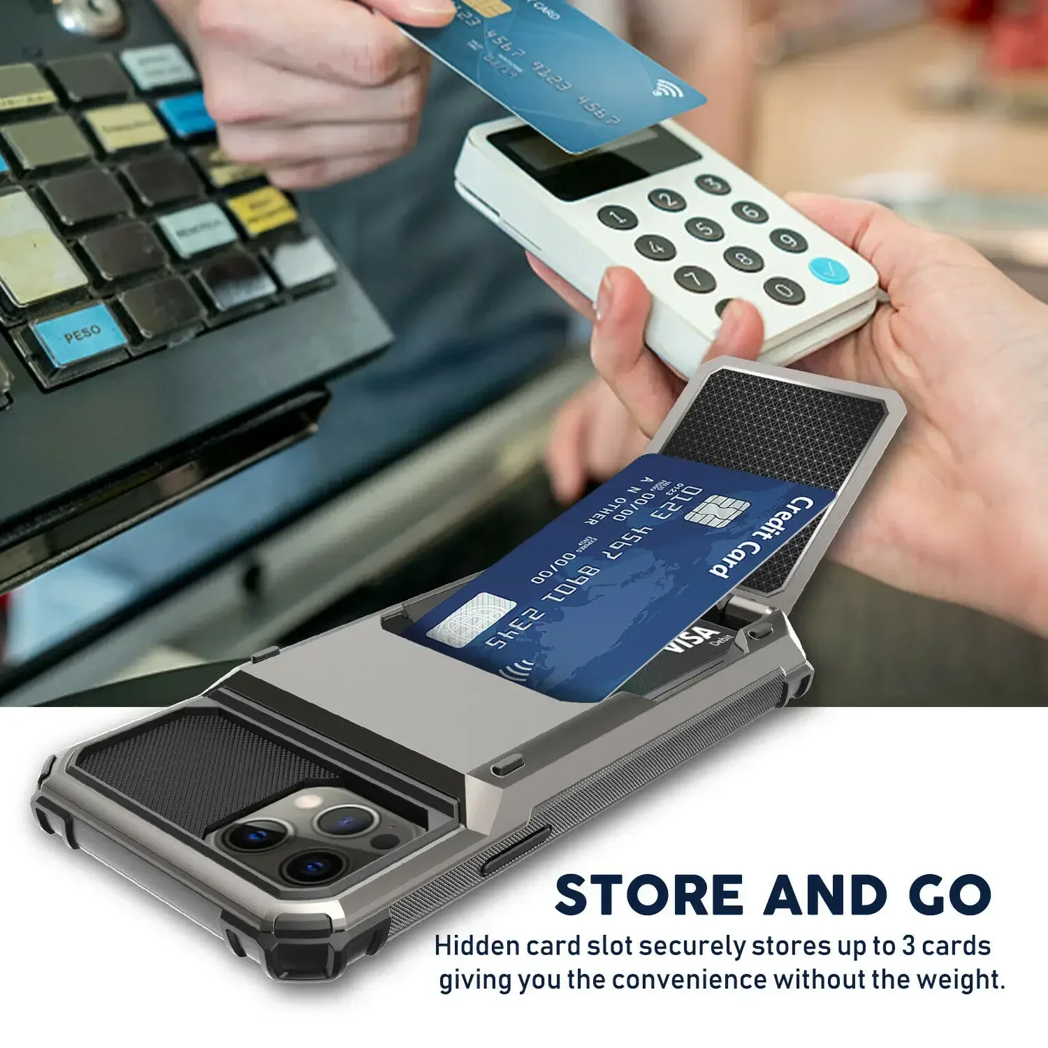 Luxury Flip Card Holder Armor Phone Case with Shockproof Plating Cover