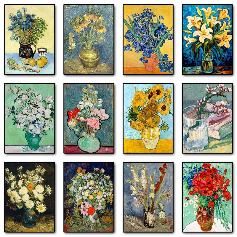 Impressionist Vincent Van Gogh Sunflowers Canvas Painting - Abstract Floral Wall Art Decor