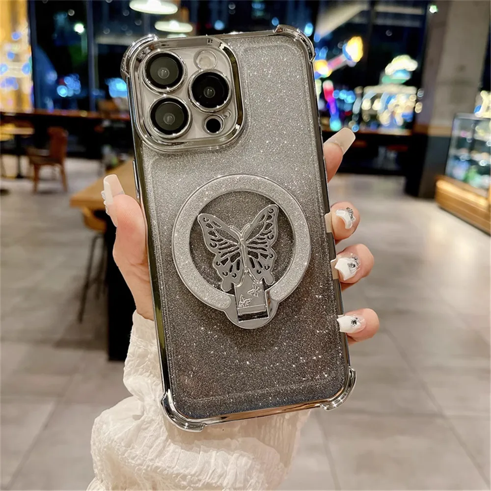 Butterfly Bracket Plating Glitter Shockproof Phone Case