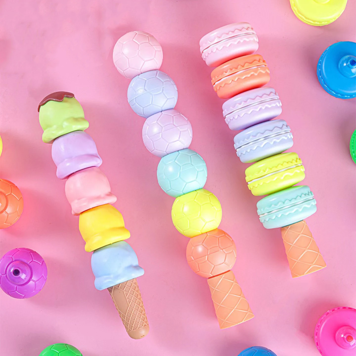 Detachable Highlighter Pen Marker Pens 6colors Kawaii Ice Cream Shape Fluorescent Pen Drawing Highlighter Pens Pastel Stationery highlighter pen,marker pen,highlighter marker,art marker