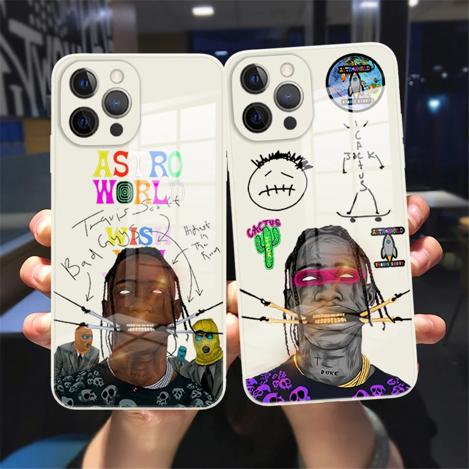 Custodia Jackboys Travis Scott Per Iphone 11 12 13 14 15 Pro Max Mini 14 15 Plus X Xs Max Xr Custodia In Vetro Temperato Bianco Di Lusso