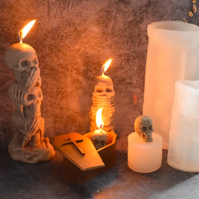 3D Ghost Skull Candle Silicone Mold DIY Halloween Horror Decorazione Aromaterapia Candela gesso fatto a mano Soap Mould Party Decori