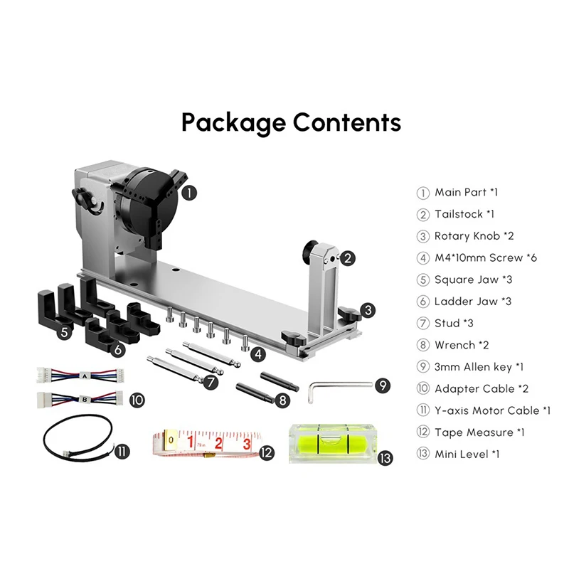 دوارة تشاك متعددة الوظائف للنقش بالليزر 3 في 1 بكرة دوران بالليزر 180 ° تعديل لخواتم النقش والأشياء الكروية