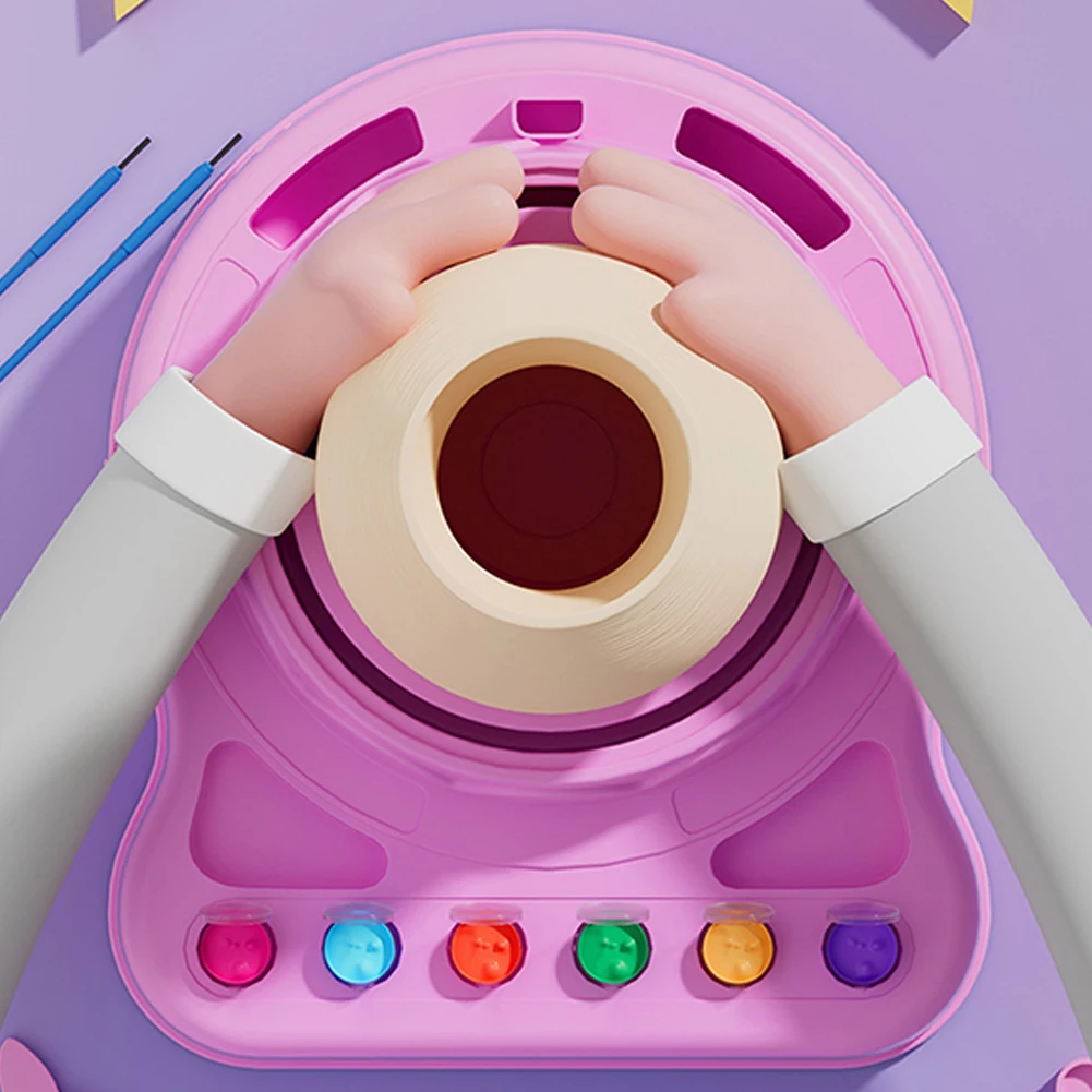 Kids Pottery Wheel Kit Electric Clay Wheel Educational Pottery Painting Art Kit Child-Safe Art Turntable for Boys Girls