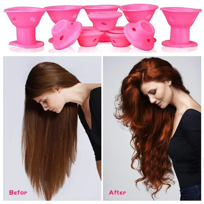 Heatless Hair Curlers No Heat Hair Rollers Soft Silicone Curls Sleeping Lazy Curling Rods Wave Formers Styling Tools 10pcs