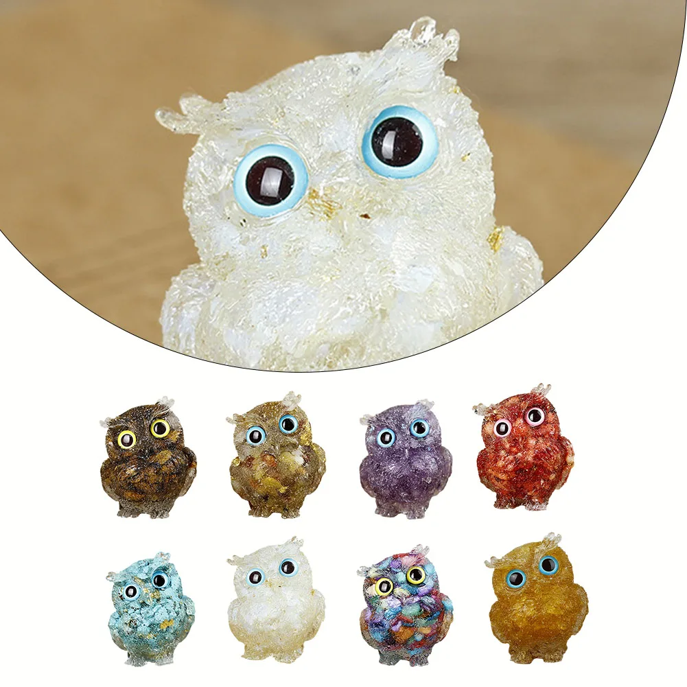 

Amethyst 5\" Owl Statue Natural Heal Crystal Cute Owl Animal Figurine Sculpture Crystals Craft Carved Statue For Home Decoration