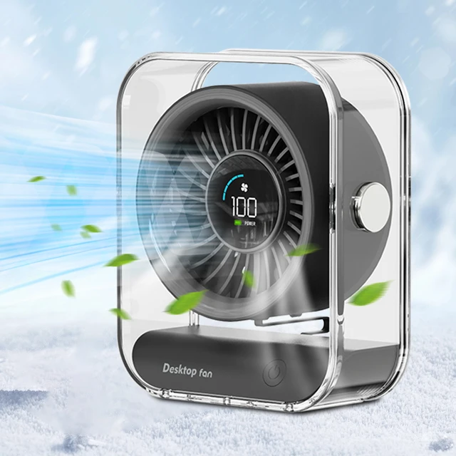 พัดลมตั้งโต๊ะ USB/พัดลมส่วนตัวแบบชาร์จไฟได้ จอแสดงผล LED พัดลมหมุนเวียนอากาศ พัดลมเงียบพิเศษสำหรับระบายความร้อน บ้าน หอพัก สำนักงาน ห้องนอน 1