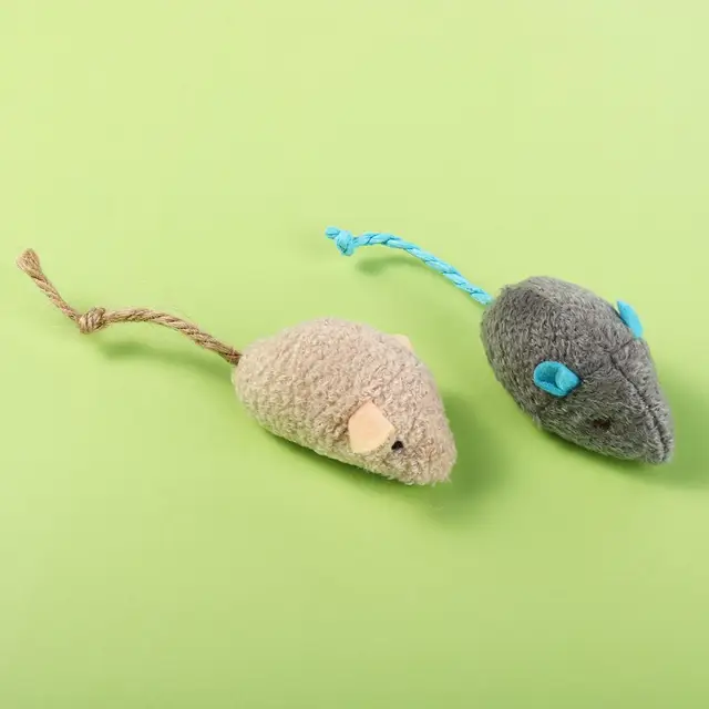 2pcs Funny Plush Soft Interactive Cats Training Toy Simulated Mouse Fake Mice Catnip Toy 5