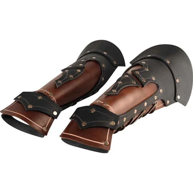 Guanti Medievali In Pelle - Bracciali Per Costumi Vikinghi - Uso Per Halloween E Teatro - Foto 9