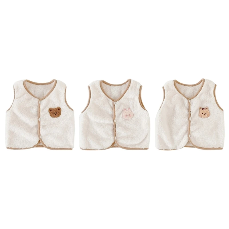 

Baby V-Neck Vest Children Single Breasted Vest Boys Girls Unisex Autumn Plush Top Vest InsStyle Toddler Warm Waistcoat
