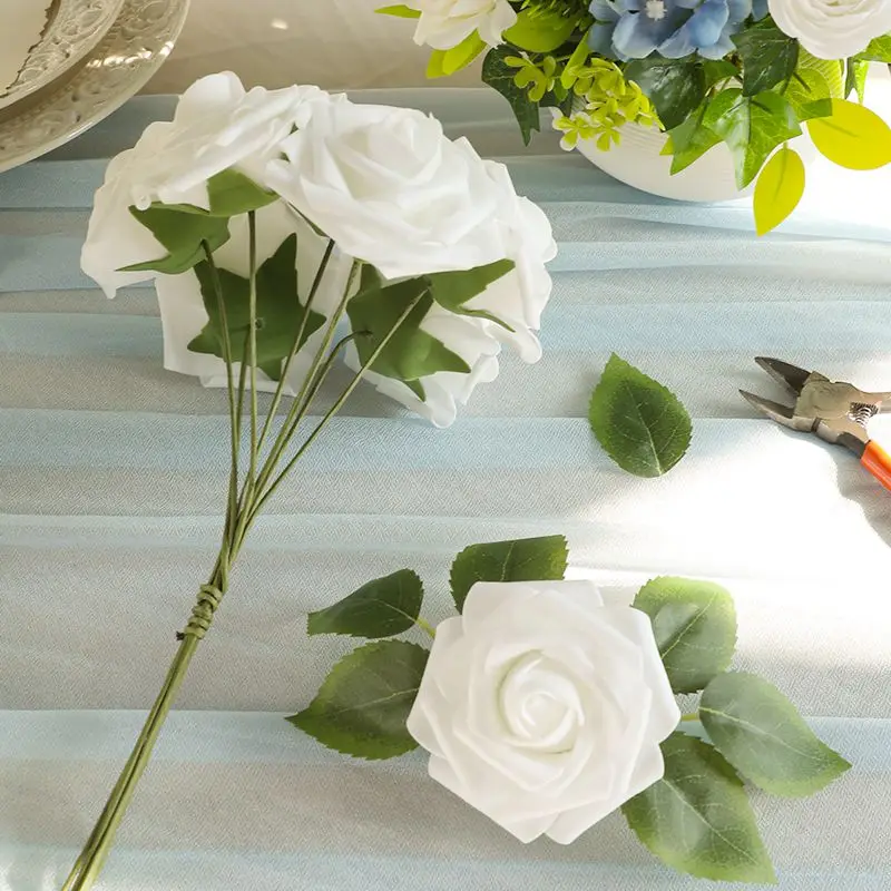 Artificial White Rose Stems 6