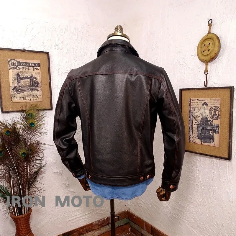 오토바이 자켓 크루저 카페용 표준 아메리칸 핏 가죽 스트리트 자켓 Keepwarm 클래식 밴드 칼라 오토바이 자켓