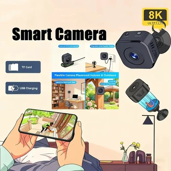 Mini 8K Security Camera High Definition Surveillance with Full Color Night Vision Waterproof WiFi Motion Monitoring 1