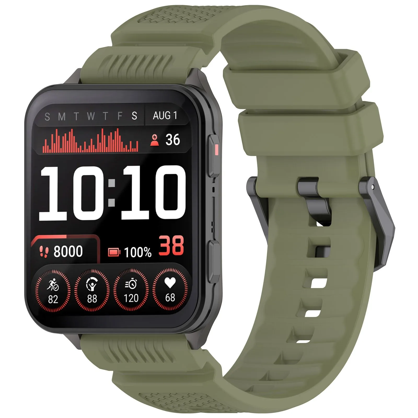 Premium Silicone Watch Band with Protective Case - Sport Replacement Wristband & Cover