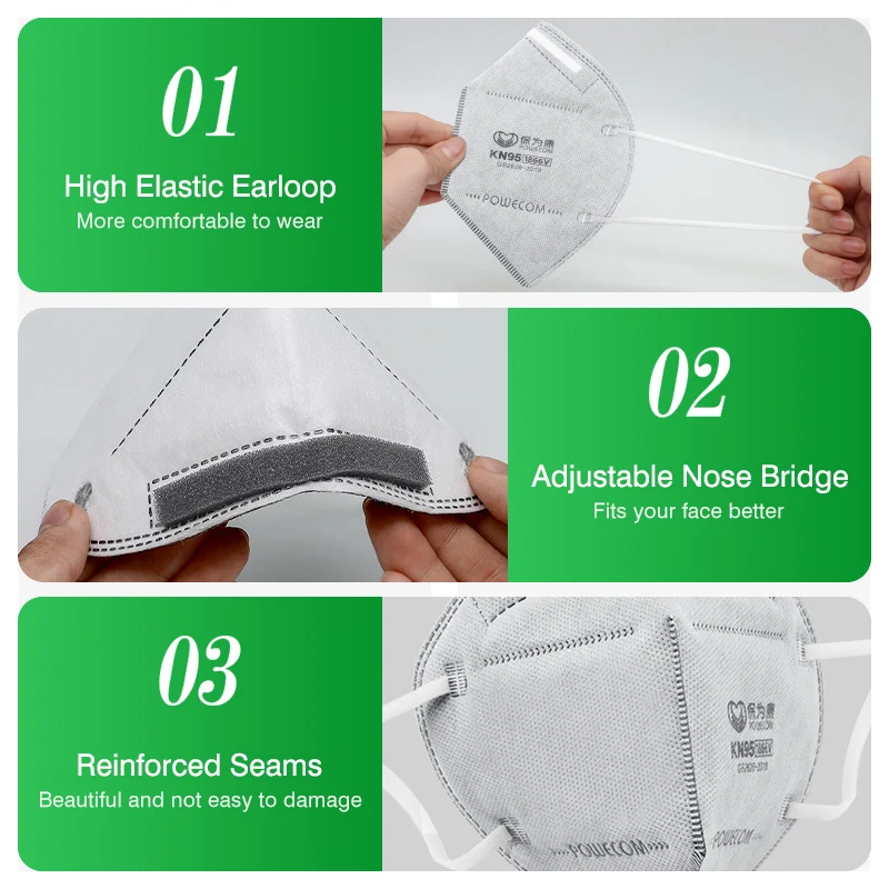 KN95 Mask POWECOM Activated Carbon kn95mask Safety and Breathable Face Masks Protective Anti-Dust Mouth Mask Mascarilla 4