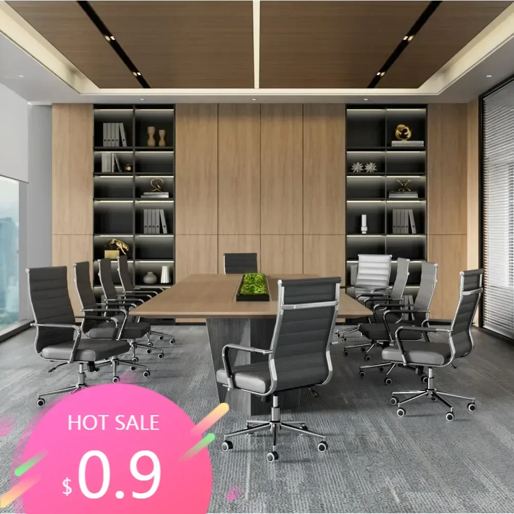 "contemporary ribbed swivel office chair with height adjustment for modern conference rooms"