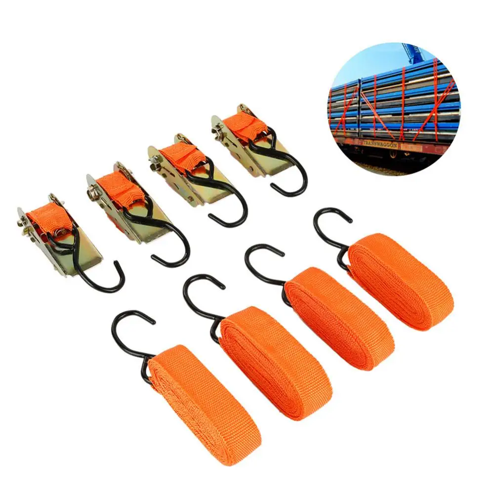 Ratchet tie down cargo Straps lashing package Webbing Hold Secure Ratchet Belt Straps Moving Hauling Truck Motorcycle