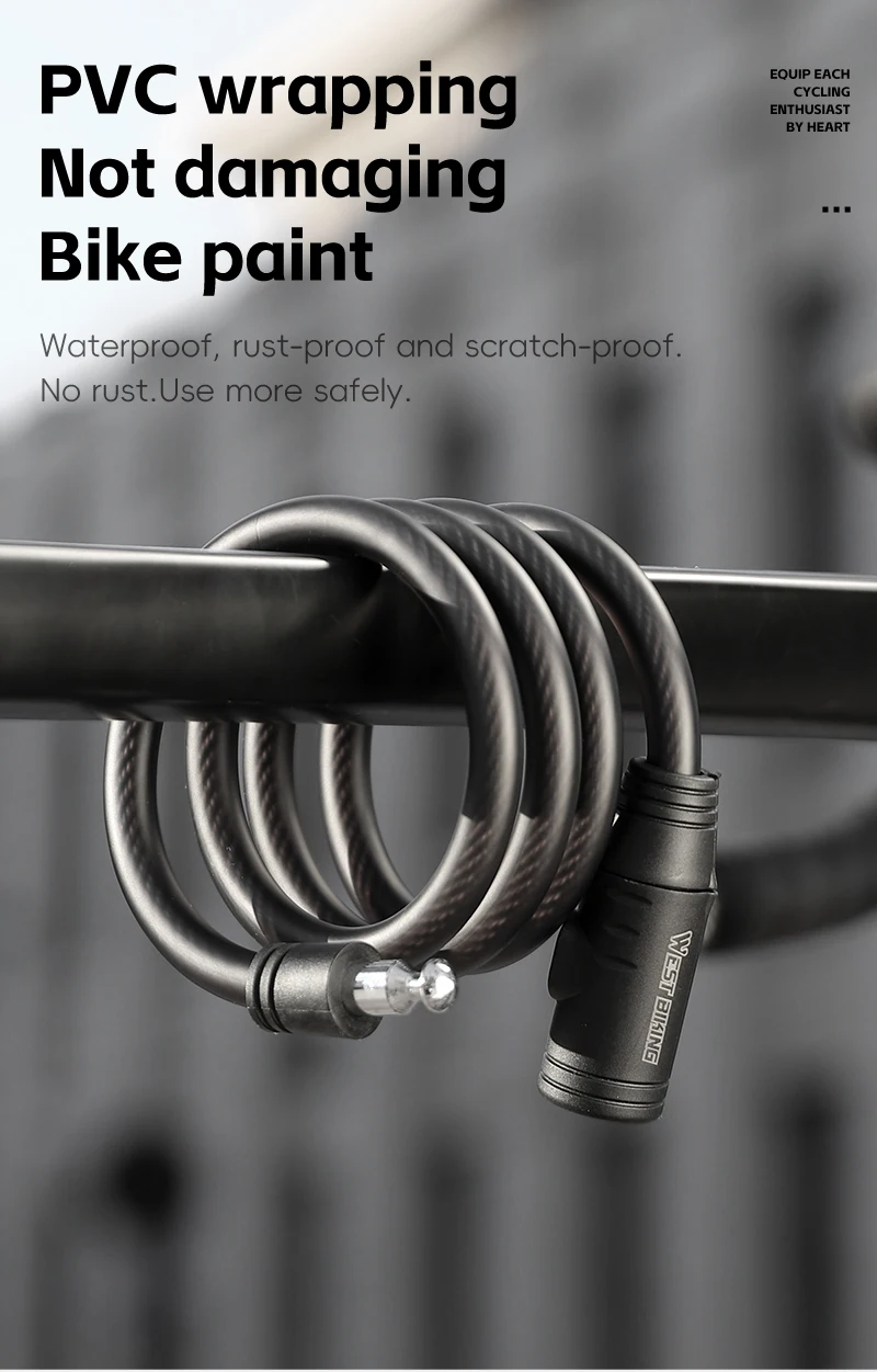 Description Picture 5 of itemBicycle Steel Cable Lock High Strength Anti-Theft Lock Scooter E-Bike Waterproof Safety Lock Bike Accessories