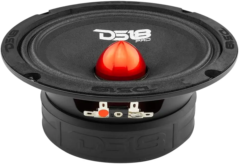 PRO-GM6B 6.5' Midrange Speaker, 480W Max, 140W RMS, 8 Ohms, Red Bullet-Premium Car Door Speaker