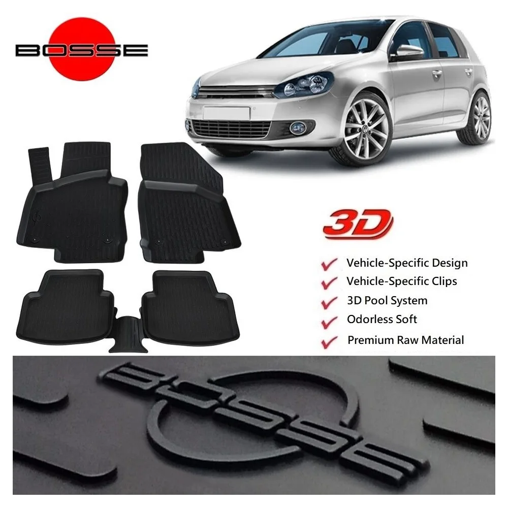 

3D Pool Car Mats for Volkswagen Golf 6 Between 2009 2012 Auto Interior Carpet Protector Accessories Rubber Luxury Floor Non Slip