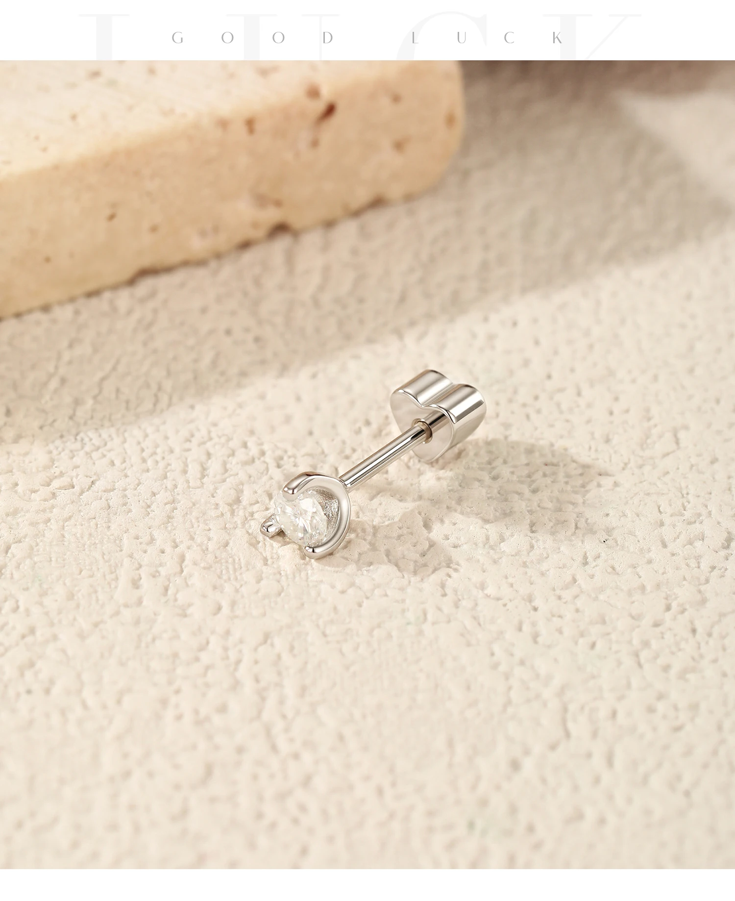 MODIAN D Color Moissanite Cartilage Stud 925 Sterling Heart Screw Stud Earrings Stackable Unisex Stud Earrings For Women Jewelry