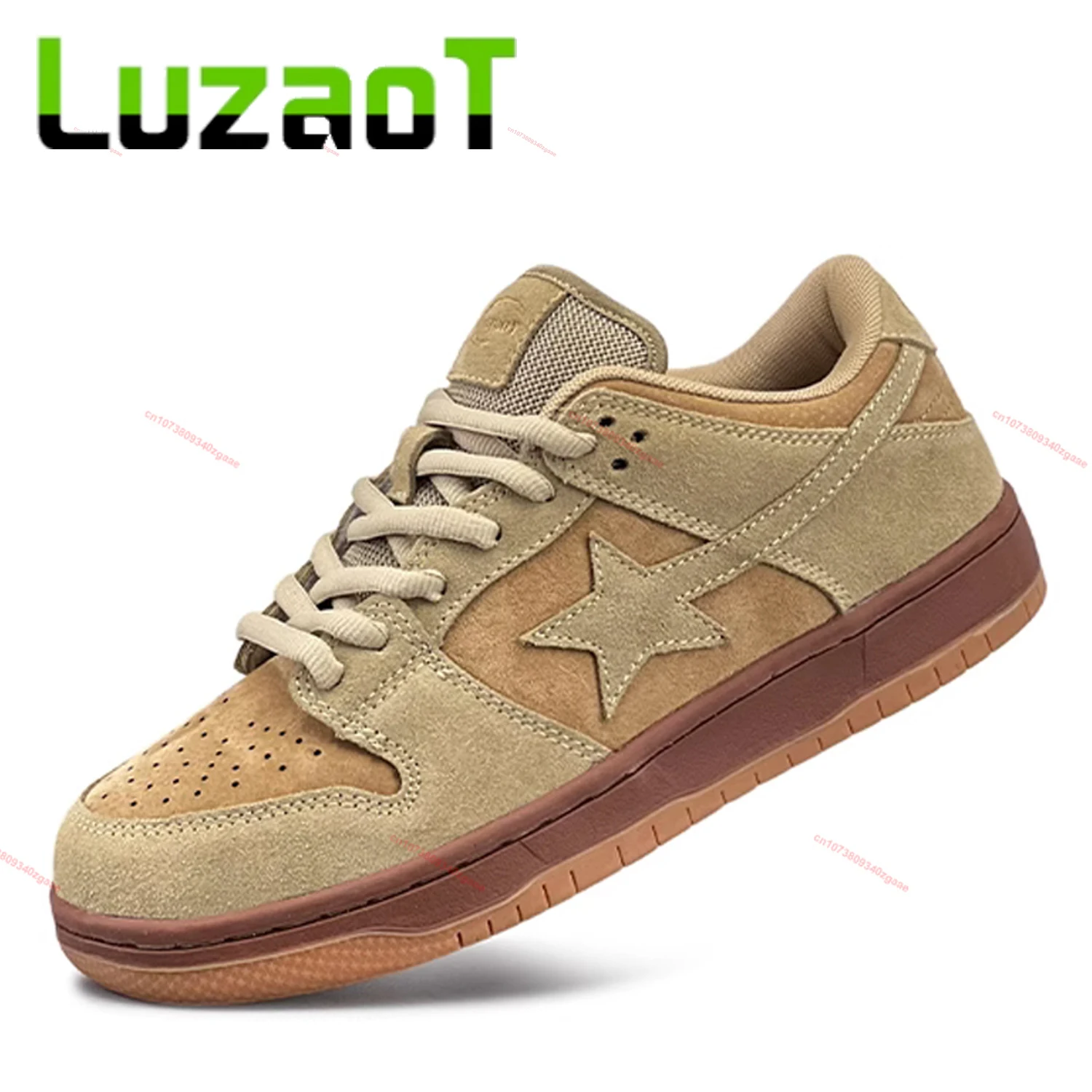 

LUZAOT Y2k Star Skateboard Shoes Men and Women Casual Running Sneakers Brown Suede Luxury Vintage Unisex Street Skate Shoes