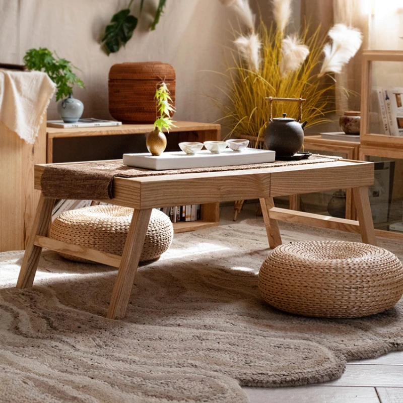 Mesa de centro plegable de madera maciza de Fresno, pequeña mesa de té,  alfombrillas Tatami japonesas, ventana de Bahía para el hogar, mesa baja,  muebles de sala de estar - AliExpress