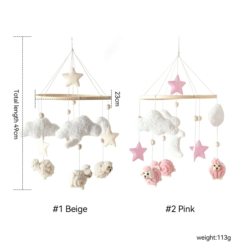 Wooden Crib Mobile Baby Crib Bells & Rattles Soothing Music Toys Newborn Music Box Crib Mobile with Hanging Bracket Gift - 6