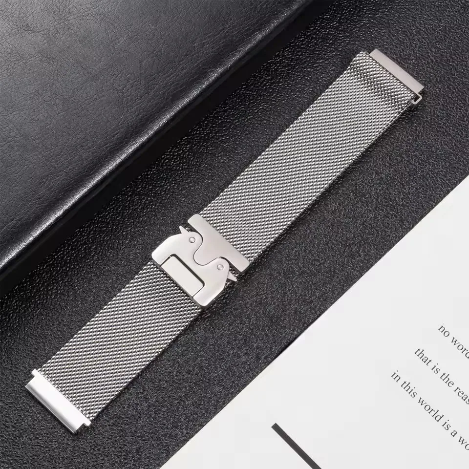 Stainless Steel 22mm Milanese Loop Watch Strap in Silver