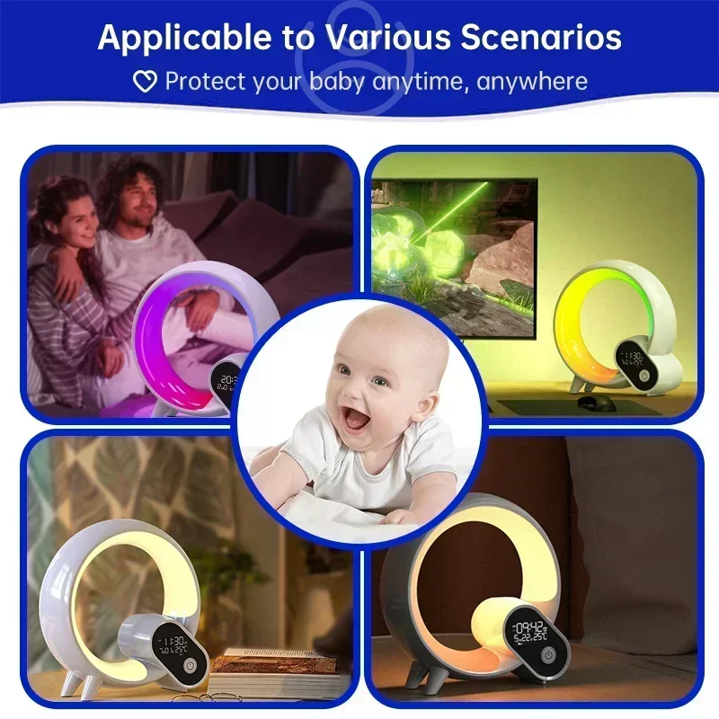 노벨티 스마트 Q LED 깨우기 조명, 주변 조명, 야간 조명, 조도 조절 알람 시계, 어린이 침실 장식