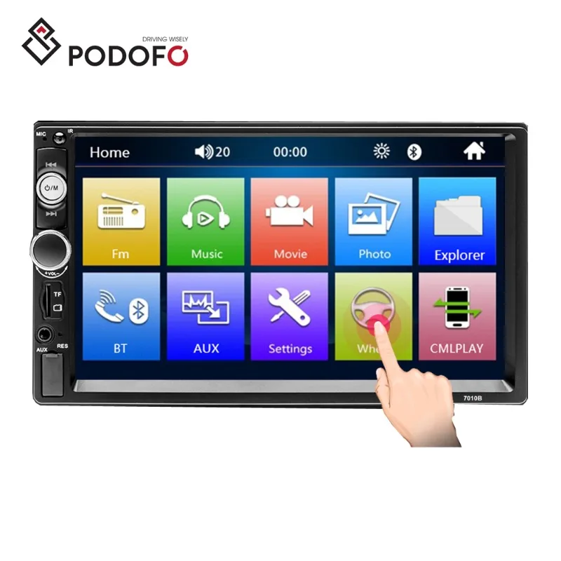 

Podofo 7" 2 Din 7010B Car Radio Car Stereo Autoradio HD Touch Screen BT Phone Link FM USB AUX-IN Car Mp5 Player