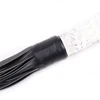 70cm Glass Handle Black Leather Tassels Horse Whip Riding Crop Flogger Paddle Slapper Horse Training Dressage Whips 3