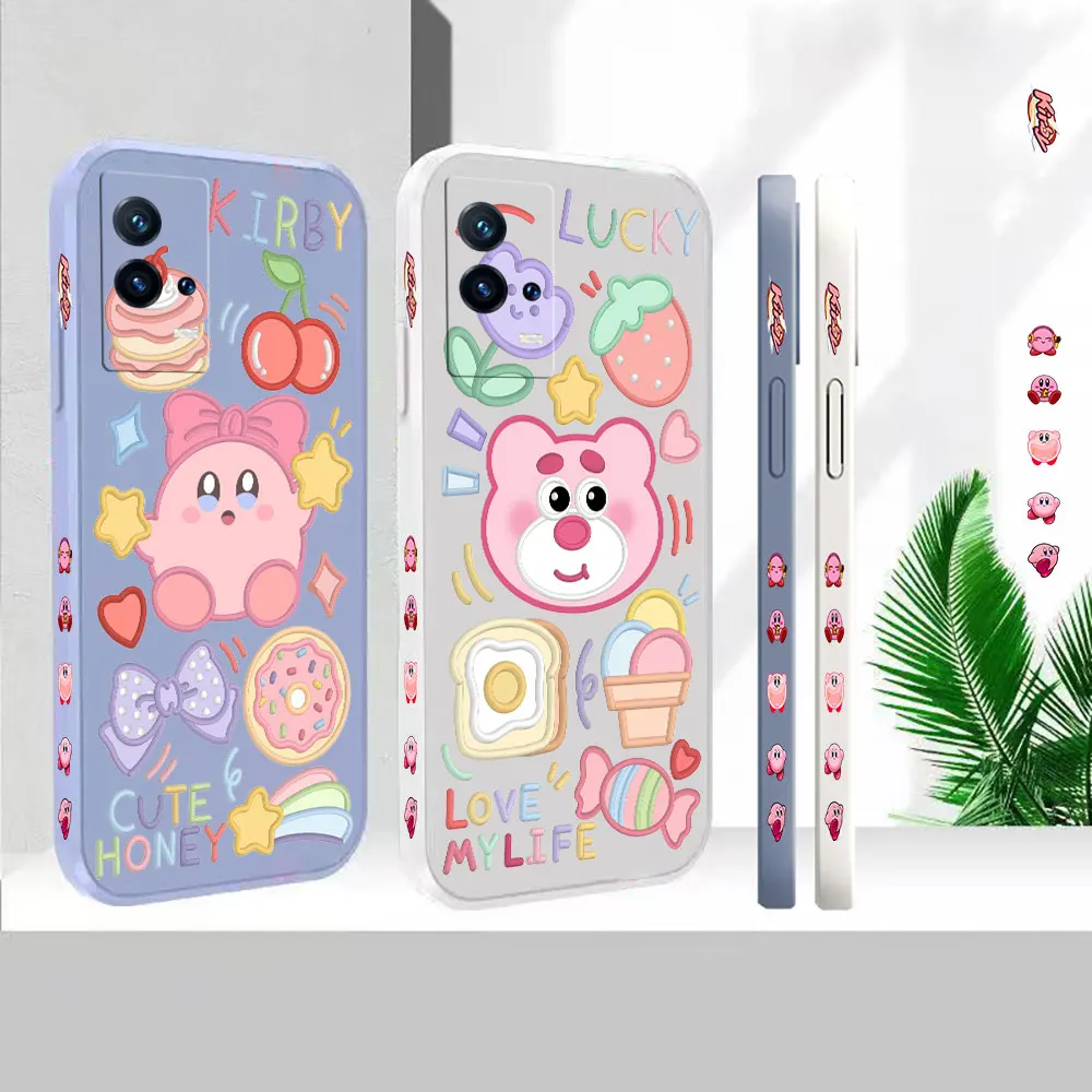Custodia Per Telefono In Silicone Liquido Per Vivo Iqoo 11 10 9 8 7 5 Z7 Z6 Z5 Z3 Neo 7 6 5 5S 3 Colori Cute K-Kirby Lotso Cover Fundas Cqoues
