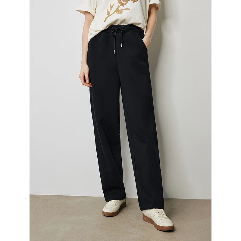Women Sweatpants Autumn Patchwork Elastic Waist Pocket Casual Pants