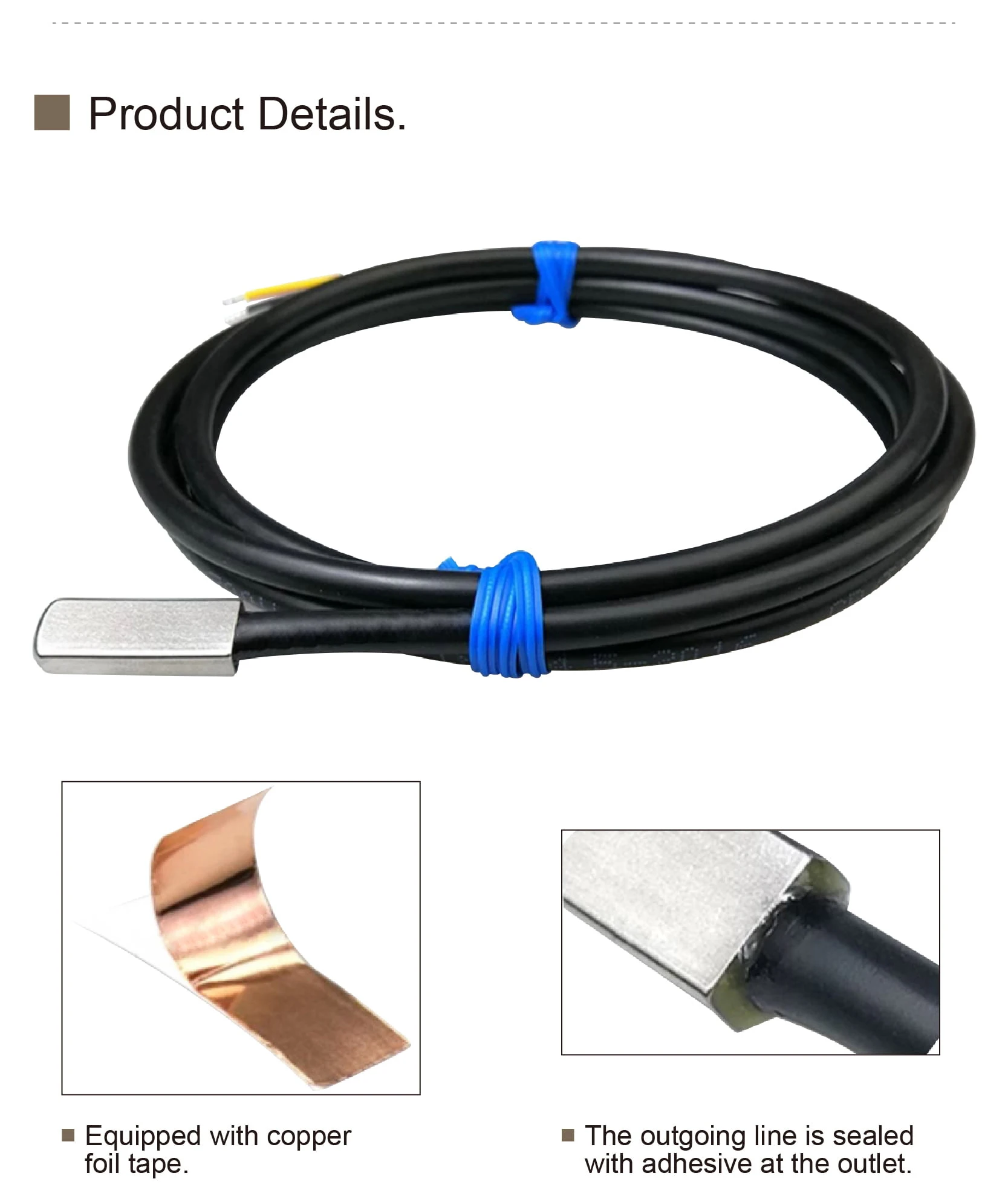 Adhesive DS18B20 Temperature Sensor Waterproof Flat Surface Probe with RVVP Cabl