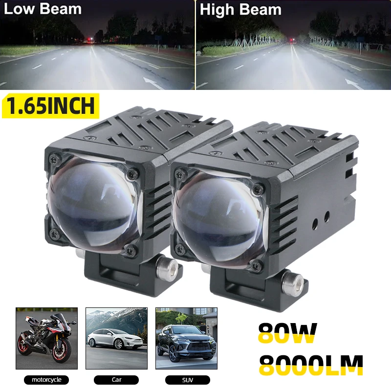 SENLO 1.6 นิ้วเลนส์โปรเจคเตอร์ LED ไฟหน้า 80W สําหรับรถยนต์ 6000K High และ Low Beam 12 V-24 V รถจักรยานยนต์ LED Light retrofit Auto Parts 1