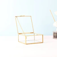 Hexagon Transparent Glass Jewelry Box Wedding Ring Box Geometric Clear Glass Jewelry Organizer Holder Tabletop Container 2