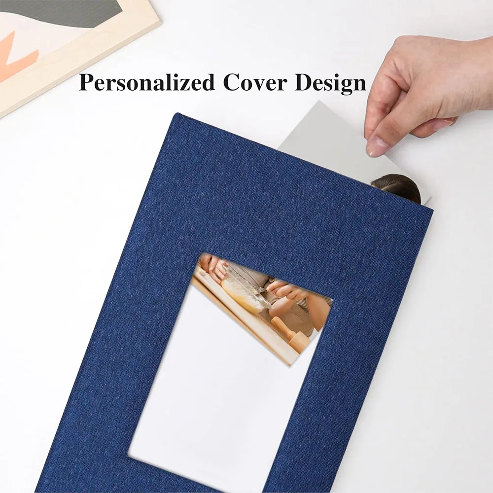 Elegant Linen Photo Album with 300 Pockets