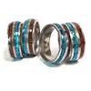36Pcs/lot Wholesale Shell & Wood Inlay Stainless Steel Men Women Ring Fashion Jewelry Bulk Lots 5