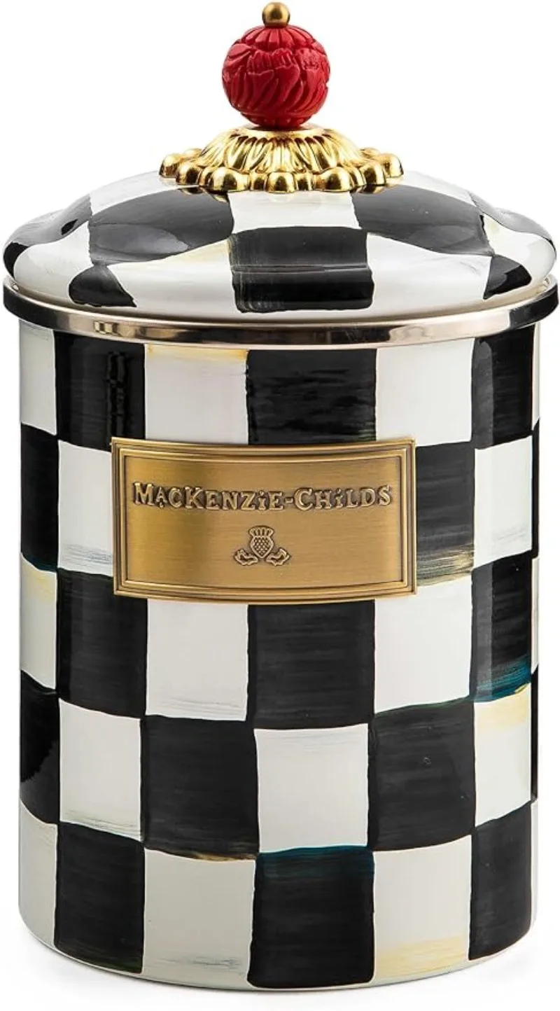 

MACKENZIE-CHILDS Courtly Check Canister with Lid, Sugar, Coffee, or Flour Container, Medium