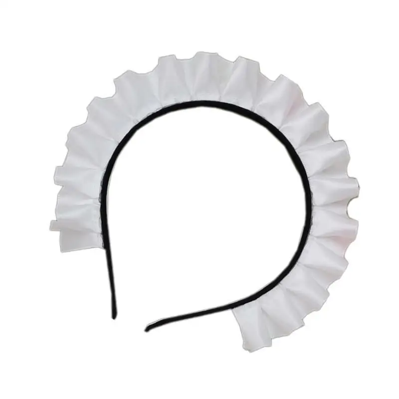 39BD Cosplay Maid Haar Hoop Frauen Elegante Plissee Spitze Make-Up Stirnbänder für Mädchen Bühne Halloween Auftritte – Detail 1