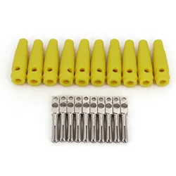 10Pcs Brass Nickel - Plated Stackable High Current Banana Plug Connectors (Yellow)