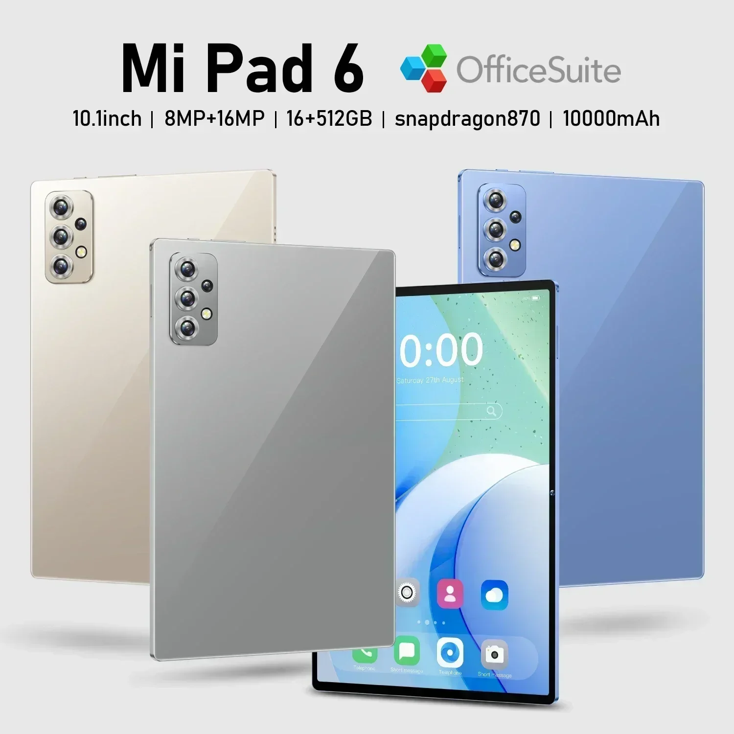 글로벌 버전 듀얼 SIM 전화 통화, GPS, 블루투스, 와이파이, 구글 태블릿 PC, MI 패드 6 프로, 10000mAh, 10.1 인치, 16GB + 512GB, 5G, 신제품