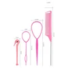 4pcs/set French Braid Tool Loop Elastic Hair Bands Remover Cutter Rat Tail Comb Metal Pin Tail Braiding Combs for Hair Styling 6