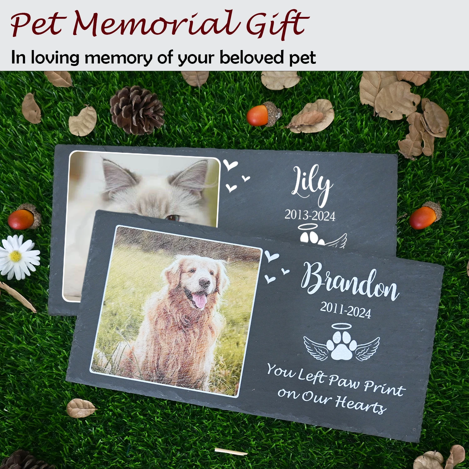 Pet Memorial Stones Personalized Pet Memorial Stone Large Memorial Garden Stone Printed with Photo Pet Loss Gifts Dog Cat Gift